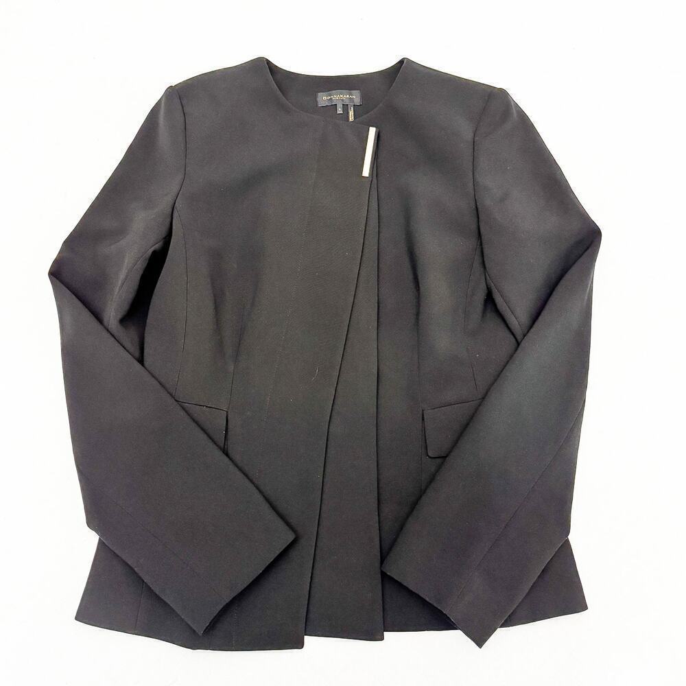 Donna Karan NY Black Blazer Gold Pin Detail Fully Lined Size 4